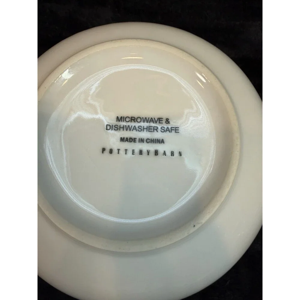Pottery Barn Dish White FEED Embossed Stoneware Pet Dog Cat Bowl Size 3